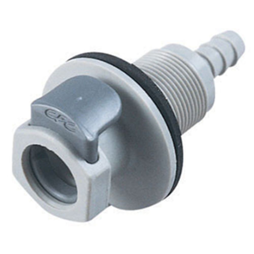 Colder Products, EFCD16412 Valved Panel Mount Hose Barb Coupling Body 1/4 ID Barb